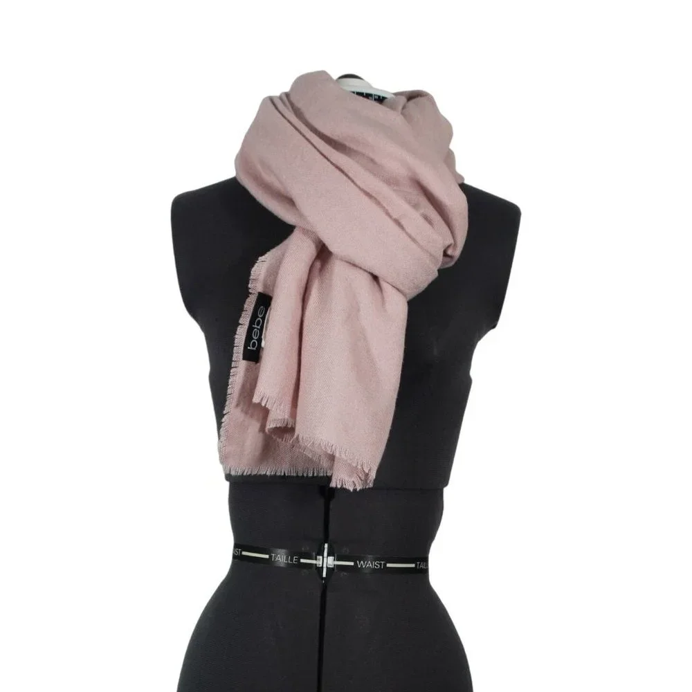 Bebe‎ women's soft pink fringe shawl wrap scarf